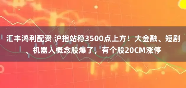 汇丰鸿利配资 沪指站稳3500点上方！大金融、短剧、机器人概念股爆了，有个股20CM涨停